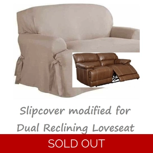 Dual Reclining LOVESEAT Slipcover T Cushion Suede Taupe Serta Cover